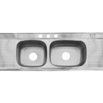 Tarja de empotrar con doble tina y secador, 188 x 54 cm