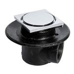 Coladera base cuadrada de una salida 22-CHL tapa redonda