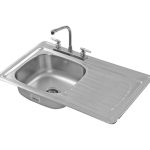 Tarja de empotrar con secador del lado derecho, 87 x 54 cm de acero inoxidable