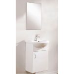 Kit tocador basic con espejo  y lavabo 42 x 25 color blanco brillante