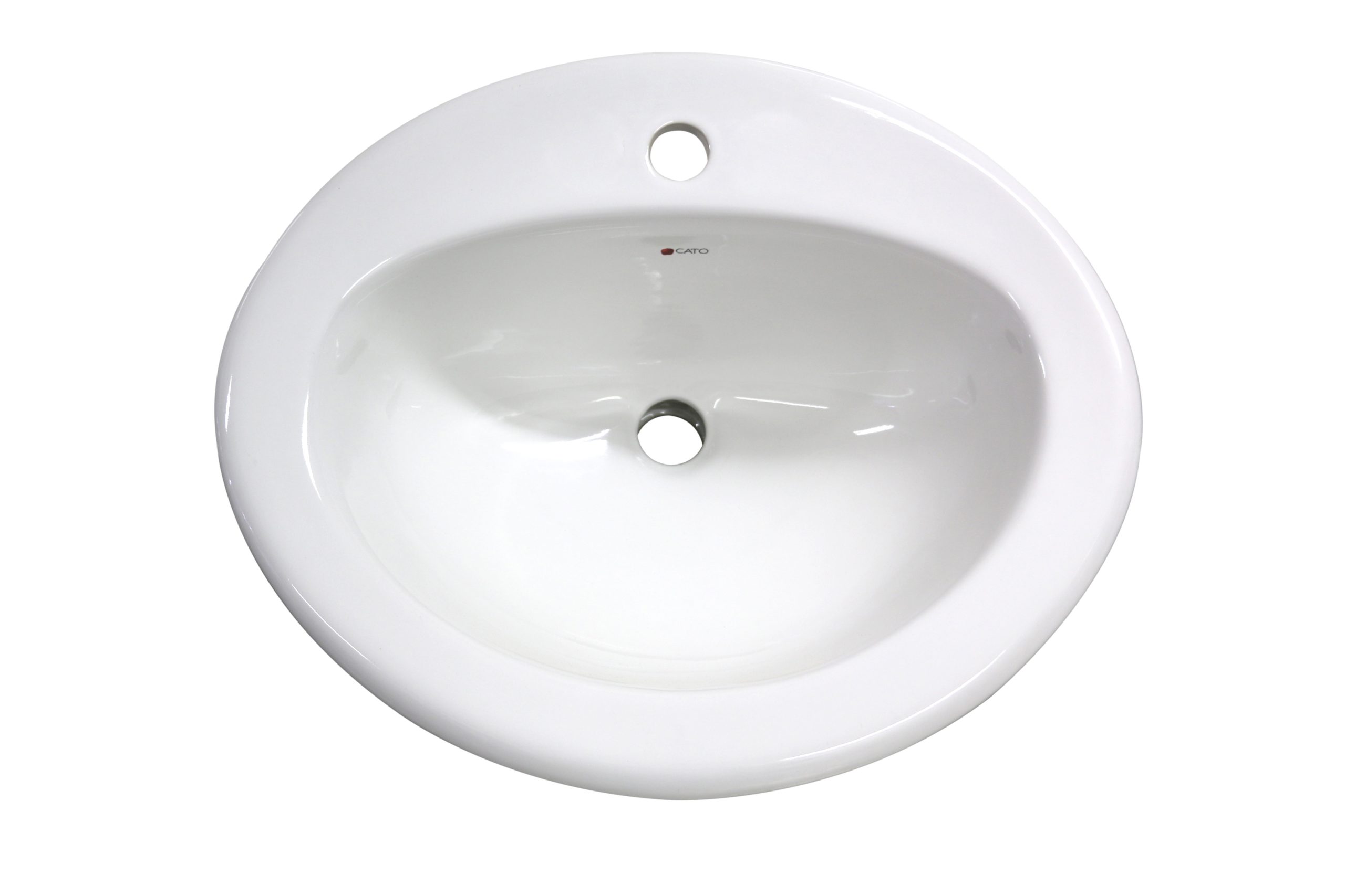 Lavabo de empotrar ovalado para monomando, color blanco