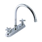 Mezcladora para fregadero con manerales de cruz de 8", modelo 2240MX, acero inoxidable