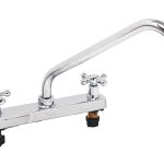 Mezcladora para fregadero con manerales de cruz de 8", modelo 2227, acabado en acero inoxidable