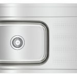 Tarja de acero inoxidable satinado lado derecho, 95 x 51 c m, 1 taladro (monomando)950T-XN