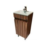 Tocador Quad 40 nogal terracota con lavabo, 40 x 30 x 80 cm